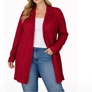 Chicos Travelers blouse open front crinkle material burgundy wine SZ XL (3)